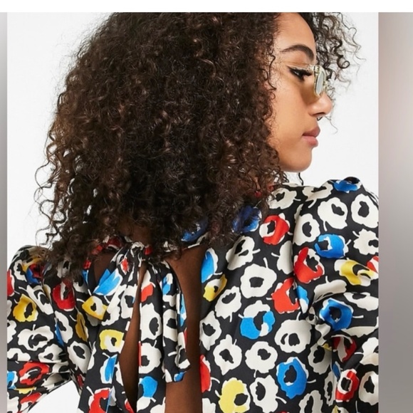 TOPSHOP Women”s Primary Floral In Black Tiered  Midi Dress Size 4 - Picture 2 of 14